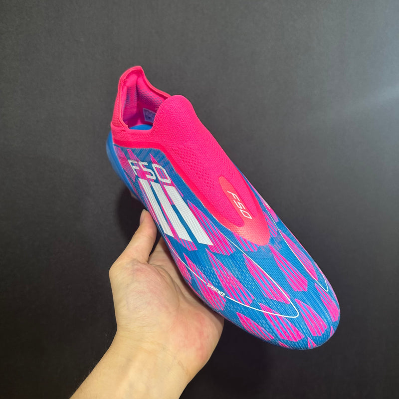 Chuteira  Adidas F50 Elite Laceless - Campo - Azul/Rosa