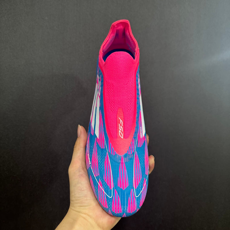 Chuteira  Adidas F50 Elite Laceless - Campo - Azul/Rosa