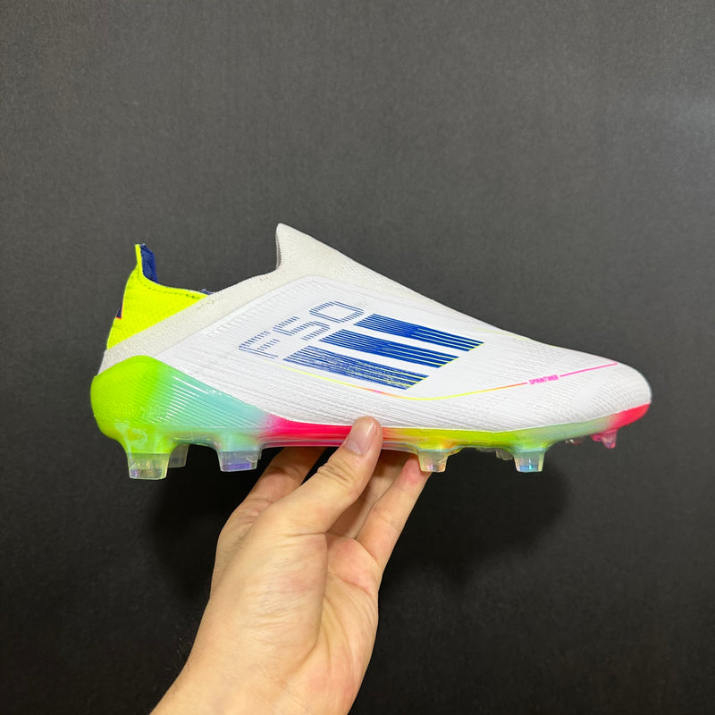 Chuteita  Adidas F50 Elite Laceless - Campo - Branca/Azul/Verde