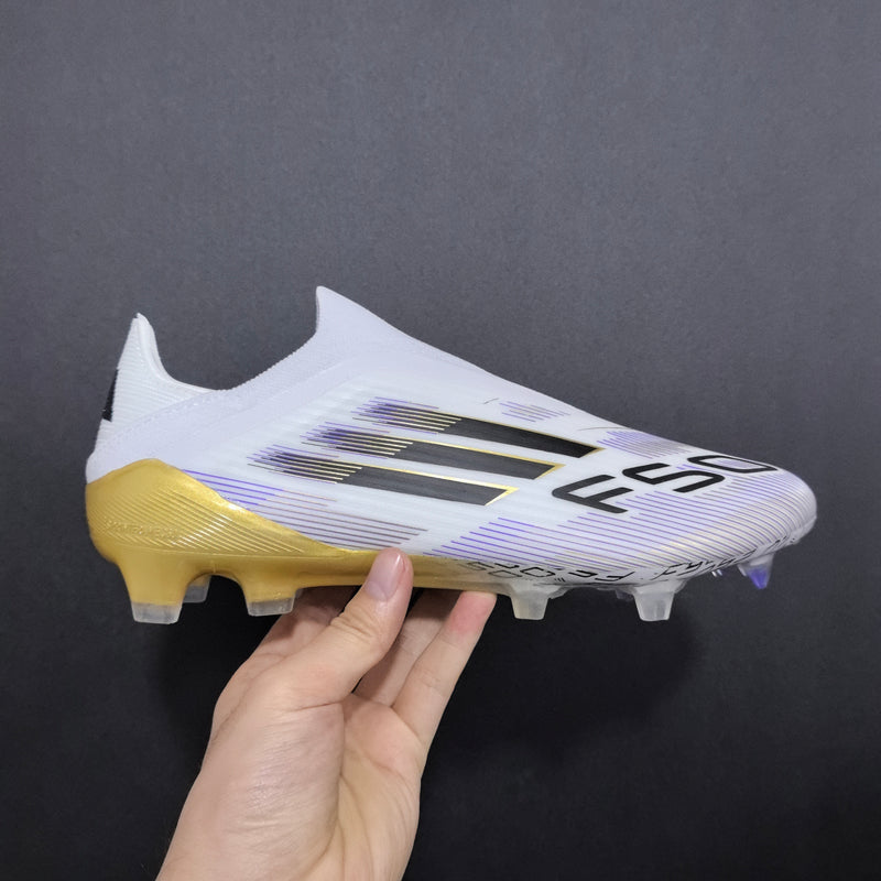 Chuteira  Adidas F50 Elite Laceless - Campo - Branco/Dourado