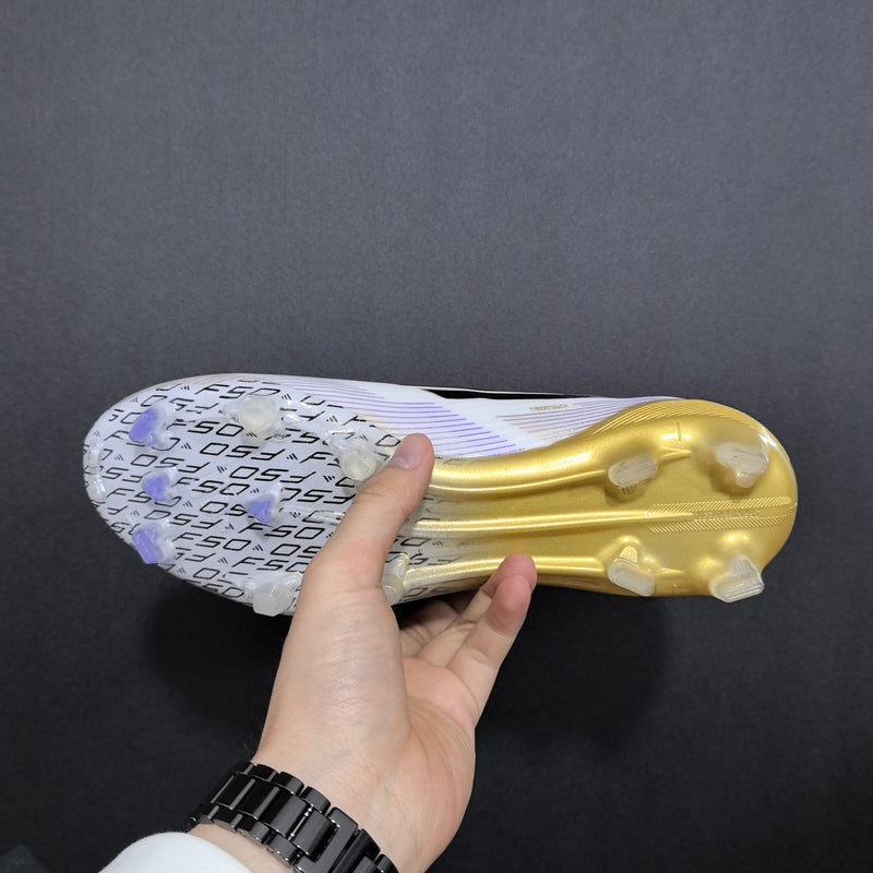 Chuteira  Adidas F50 Elite Laceless - Campo - Branco/Dourado